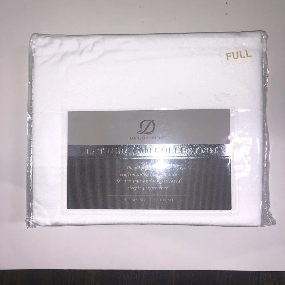 NIB Danjor Linens Platinum 1800 Collection‎ White 6pc Sheet Set - Full
